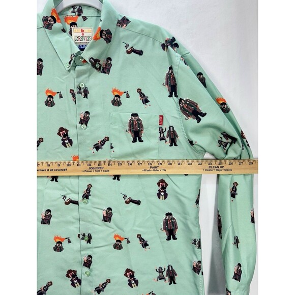 RSVLTS Home Alone Wet Bandits Shirt Mens XL Green Button Up Kunuflex Long Sleeve - Picture 7 of 8